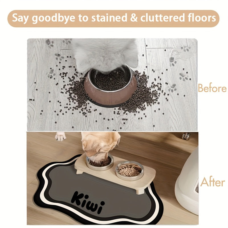 Personalized Non-Slip Pet Food Mat, Suitable for Dogs and Cats, Quick-Drying, Absorbent, with Pet'S Name, Nordic Style Eating Mat, Designed for Pets, Durable Pet Feeding Mat