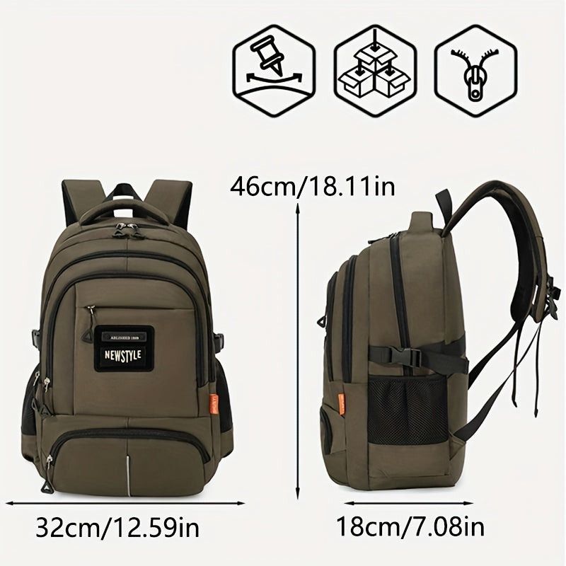 OGEHUAFEE Large Capacity Nylon Backpack - Lightweight, Durable Daypack for Hiking, Commuting, School & Travel, Black with Multiple Compartments, Backpack for Schoo