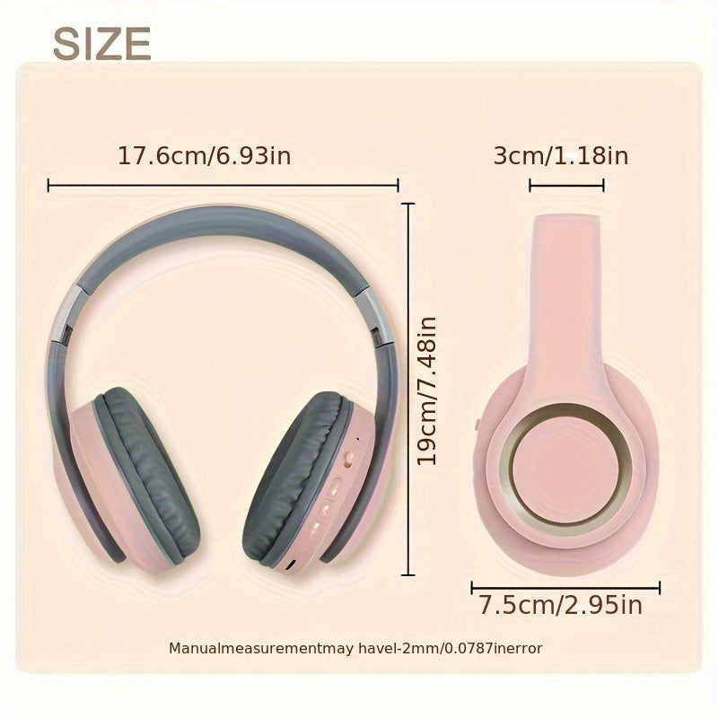 812 Wireless Over-Ear Headphones - Wireless 5.3, High-Definition Sound, Soft Earmuffs, Stable Signal Transmission, Portable Folding Design, Comfortable for Outdoor Exercise, White with Rose Golden Accents