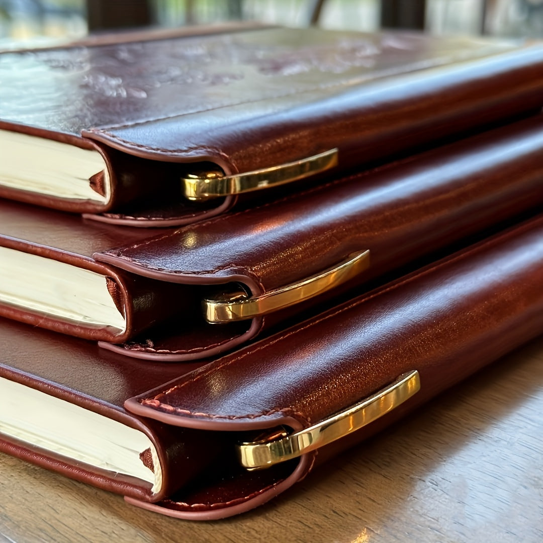 A5 Compass Notebook - Elegant Brown Hardcover Journal Diary with Compass Rose, 400 Pages, Thick 100GSM Paper, Built-in Bookmark, for Writing, Travel, Office, School - Perfect Gift for Writers, Artists, Students, Professionals - Men & Women, Diary Noteboo