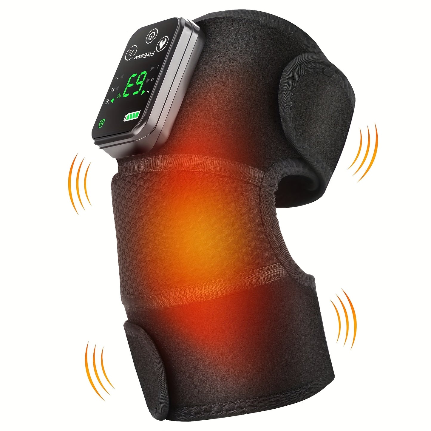 Heating Vibration Knee Pad Electric Multi-Function Shoulder and Knee Massager with 4000mAh Battery, USB Charging, 3 Adjustable Temperature Settings