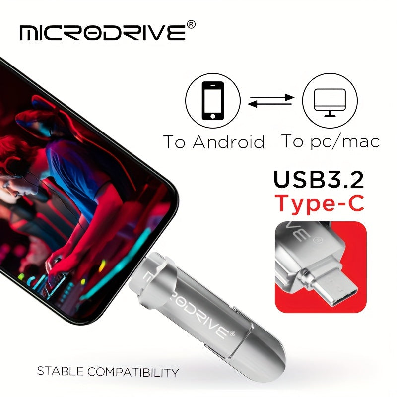 New Styles Silvery OTG 2in 1 USB3.2 Pen Drive 32GB 64GB 128GB 256GB USB 3.2 TYPE-C Flash Drives Mobile Phone Memory Stick High Speed USB Stick New Gift