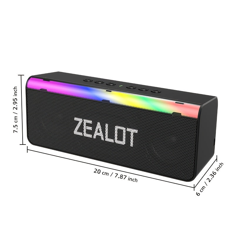 ZEALOT S72 20W Wireless Speaker, Portable Dual Speaker with Heavy Bass, Long Battery Life with RGB Lights, 8 Hours of Gaming Time with Loud Stereo Sound, Compatible with Mobile Phones/Tablets/Tvs. Works with Memory Cards/Usb/Aux. TWS Series for Hands-Fre