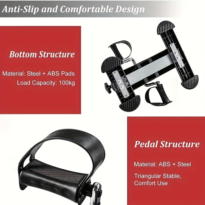 Portable Mini Exercise Bike with LCD Monitor - Adjustable Resistance Foldable Non-Electric Bike, Belt-Driven Friction System & Stabilizing Feet for Home Gym, Seniors, Small Spaces - Track Calories, Time, Distance (Black), Mini Bike