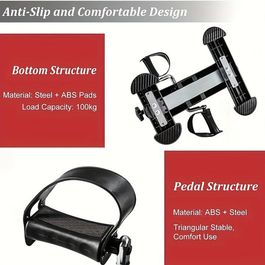 Portable Mini Exercise Bike with LCD Monitor - Adjustable Resistance Foldable Non-Electric Bike, Belt-Driven Friction System & Stabilizing Feet for Home Gym, Seniors, Small Spaces - Track Calories, Time, Distance (Black), Mini Bike