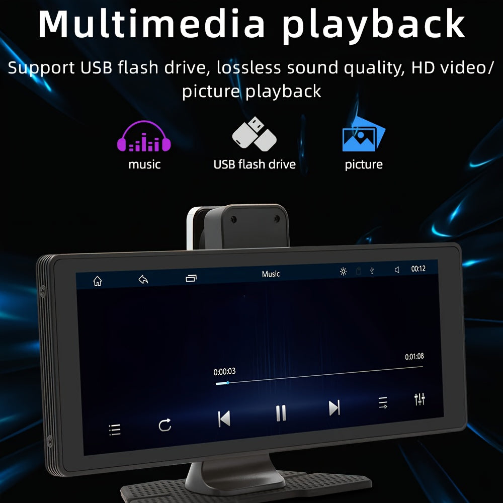 1pc 10.26-inch Touch Screen Carplay for All Model Cars, 720P Camera, Carplayer for Android Auto Car Radio Stereo, Driving Assistance/Call Answering/Navigation/Music, Portable Smart Player, A Gift for Driving Enthusiasts