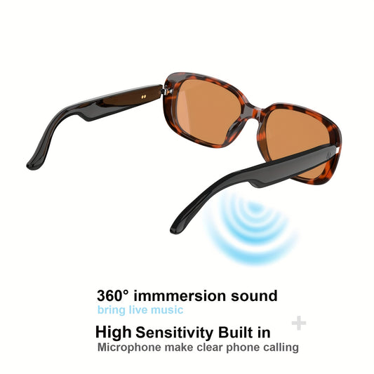 Smart Audio Glasses for Women - Retro Square Frame, Dual Speakers, Wireless Connection, Handsfree Calling, Music & Camera Control, Color Changing Lenses, Automatic Pairing, Indoor/Outdoor Use, Indoor Outdoor Glasses | Retro Square Frame | Wireless Glasse