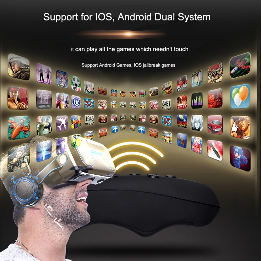 Universal VR Headset for Smartphones - 3D Virtual Reality Glasses Fits 11.94-16.51 cm Screens for Movies & Games, Compatible with Android & iOS Devices, Includes Adjustable Headband & Comfortable Ear Cushions, Virtual Reality Headset, Gaming Accessory, M
