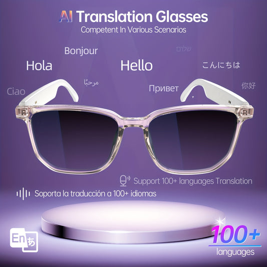 LIFEBEE Smart Glasses, Smart glasses with 144 Languages Smart Glasses Lenses Low Latency Audio Built-in Mic Speakers AI Voice Assistant Support IOS/Android