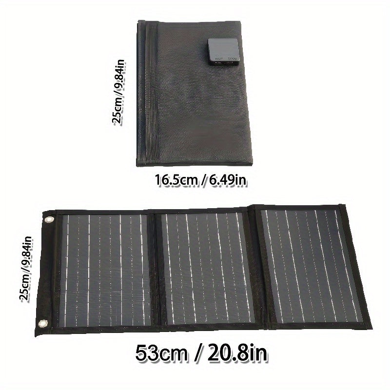 1pc Portable Foldable Solar Charger with SUB Solar Panel, Portable Power Bank, Compatible with Mobile Phones, Batteries, Flashlights, Fans - Outdoor Sports, Camping Equipment, Suitable for Camping, Travel and Emergencies.