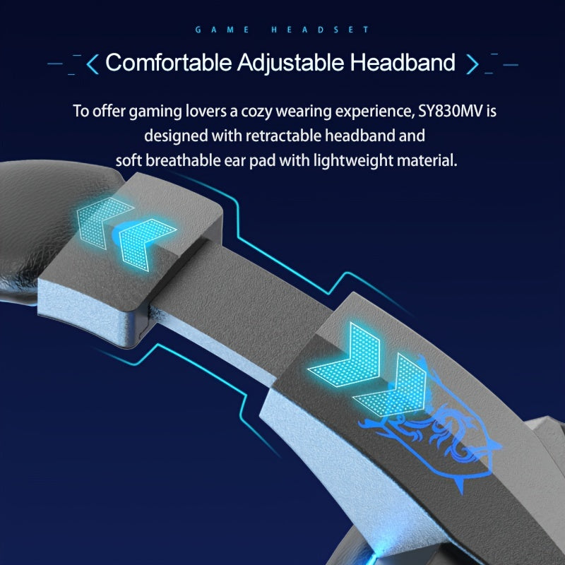 SY-830MV Wired Desktop Gaming Headset with Glowing E-Sports Over-Ear Design