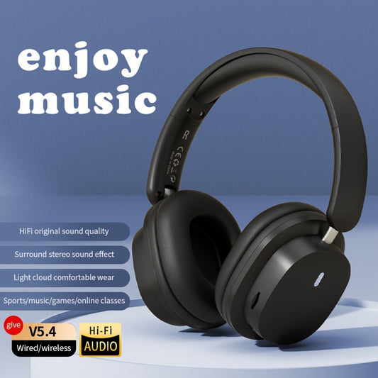 Foldable Wireless Headphones Wireless 5.4 with Hi-Fi Audio, Comfort Fit & Battery Life - Lightweight Portable Design for Sports, Gaming, Online Classes - USB-C Charging, Cloud Sound & Light Comfort (Beige), Wireless Headset, Sports Earbuds, Modern Audio,