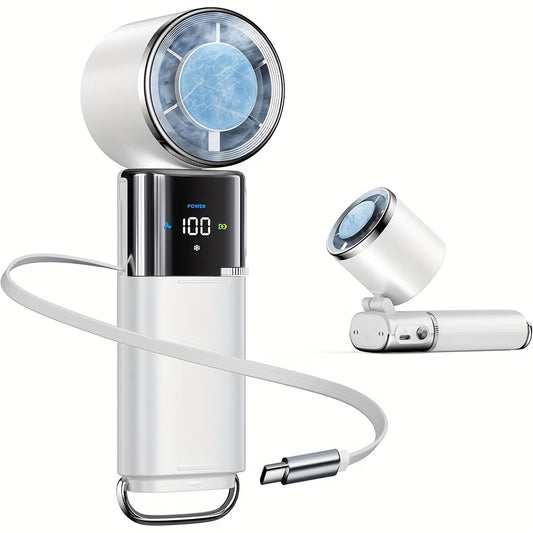 6000mAh Power Bank & 100-Level Wind Control Fan with Built-in Extension Cable - Foldable/Hanging Dual-Mode Design for Home, Classroom, Outdoor Use - Perfect Surprise Gift for Boyfriend/Girlfriend, Outdoor Power Bank | Modern Aesthetic | USB Charging