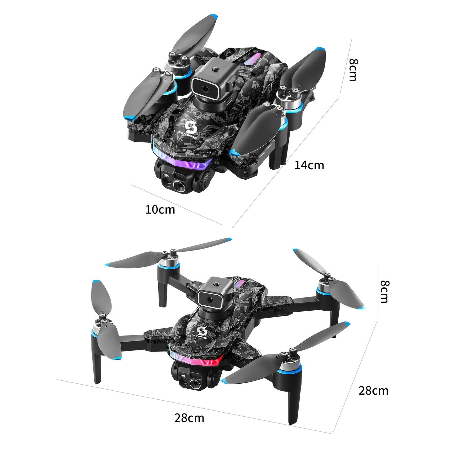 GJV S160 Foldable Quadcopter Drone with Dual 1080P Cameras, 4 Obstacle Avoidance Modes, Adjustable Lighting, WiFi Control, 2000mAh Battery - Beginner-Friendly Outdoor Aerial Photography & Videography, Beginner Drone, Sleek Drone Design, Highquality Drone