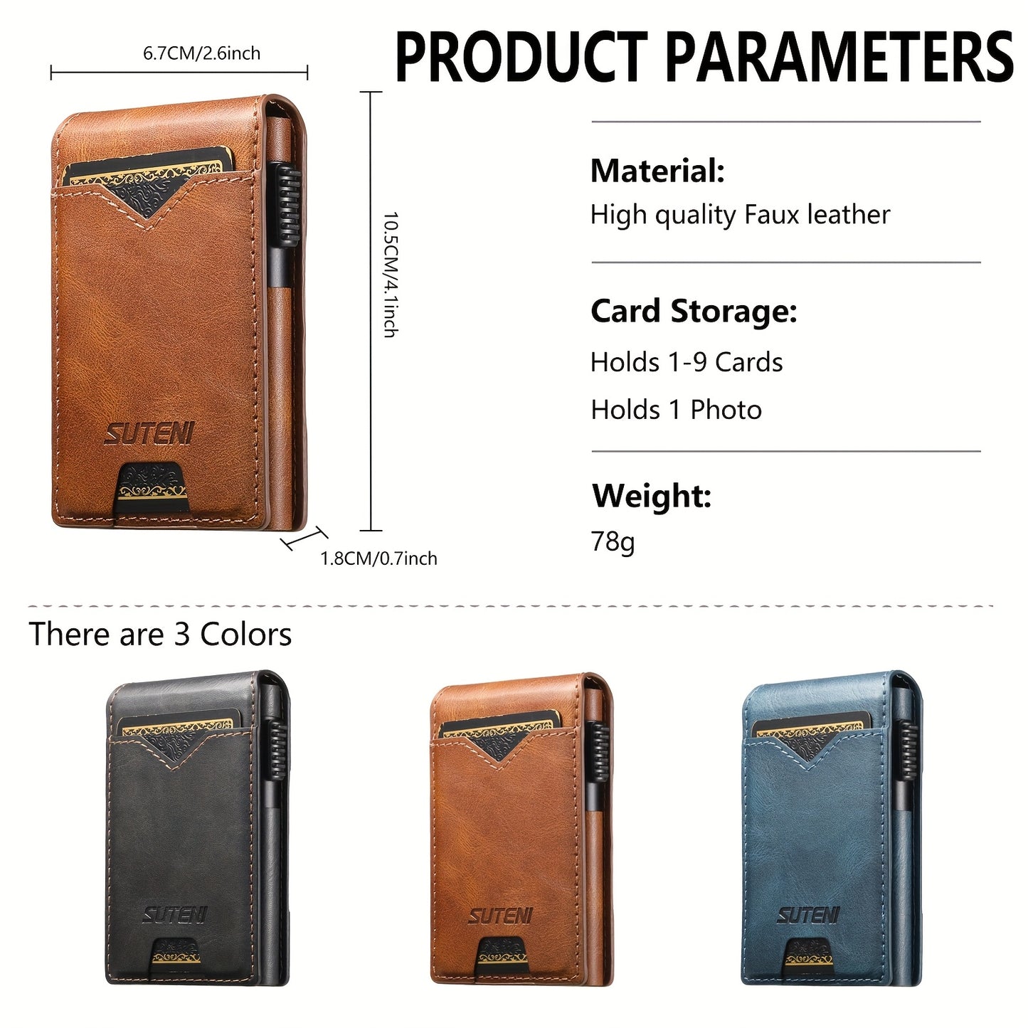 SUTENI Automatic Eject Flip Wallet - Brown Faux Leather with Card Holder, Oil Wax Pattern Design, Perfect Holiday Gift for Men, Relatives, Friends & Elders, Business Style, Automatic Eject Wallet | Elegant Wallet | Durable Wallet, Wallet