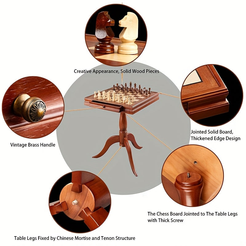 Premium Wooden Chess Table Set Includes Wooden Pieces - 8.89 cm King with Extra 2 Queens - 34 Wooden Chess Set Game Pieces for Advanced Board Games, Chess, Checkers, Family Tabletop Gaming Kit