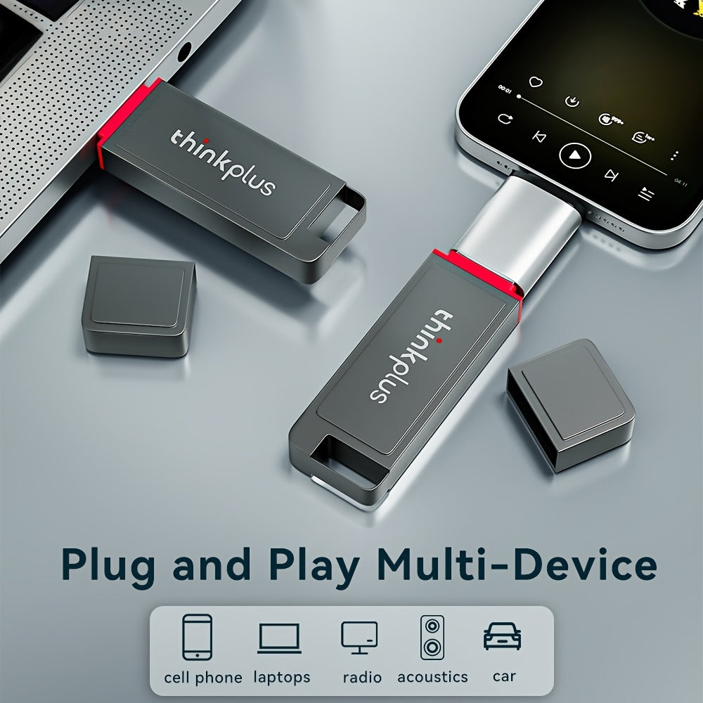 LENOVO USB 3.2 Hi-Speed USB Flash Drive, High-speed Transmission USB Drive, Powerful Chip, Plug and Play, Metal Memory Stick, Wear-resistant and Durable, Compatible with PCs, TVs, Speakers and More.