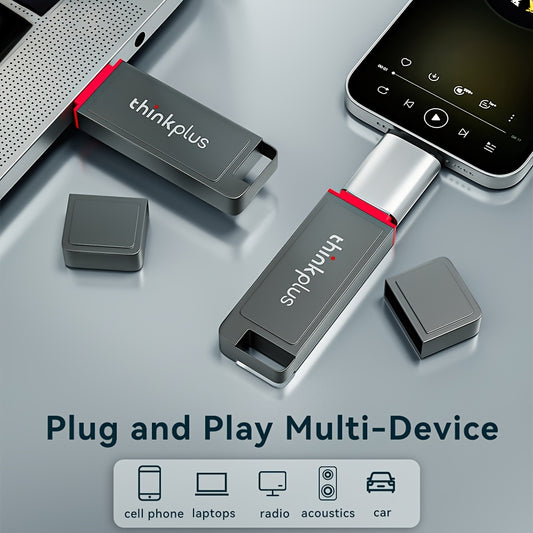 LENOVO USB 3.2 Hi-Speed USB Flash Drive, High-speed Transmission USB Drive, Powerful Chip, Plug and Play, Metal Memory Stick, Wear-resistant and Durable, Compatible with PCs, TVs, Speakers and More.