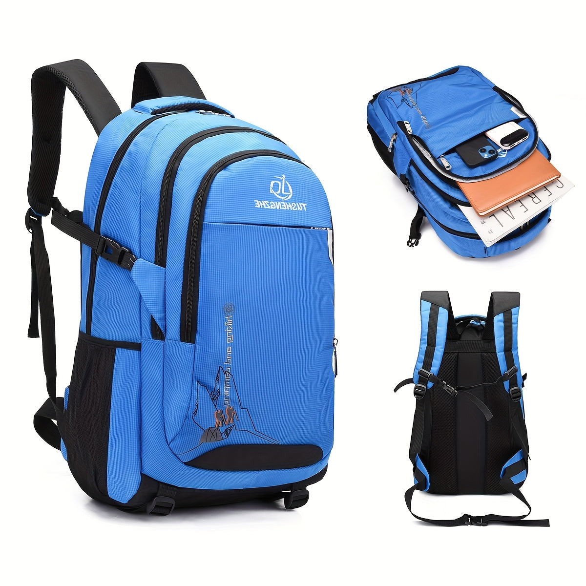 Myco 40.01 L Carry-On Backpack with 43.18cm Laptop Compartment - Durable Polyester, Adjustable Straps, Multiple Pockets, Secure Zipper Closure - Ideal for Travel, Hiking, Casual Use (Black, Red, Blue, Gray), Hiking Backpack, Travel Accessory, Modern Back