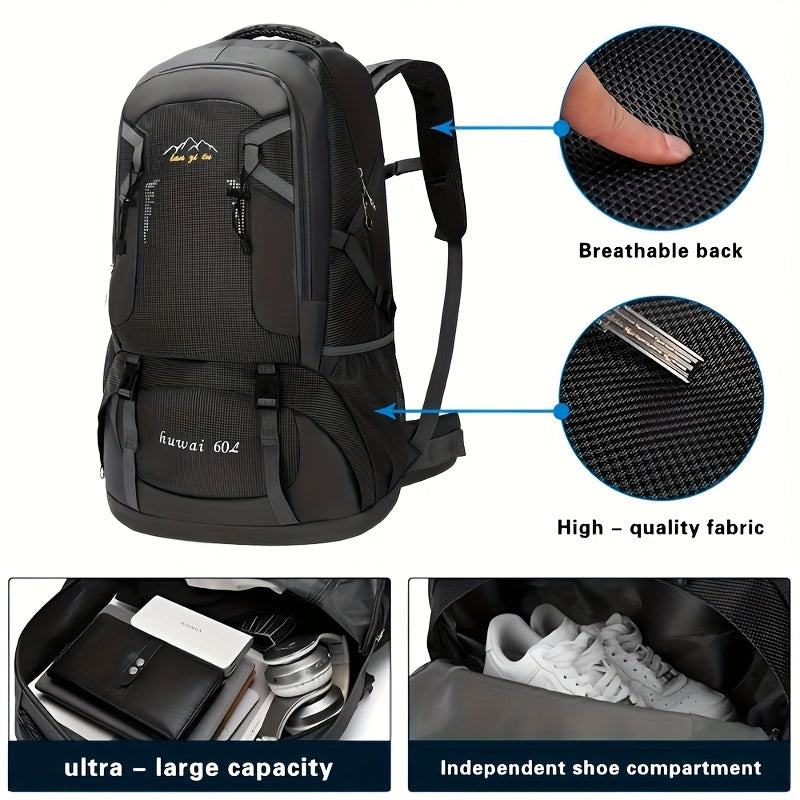 TAECCL 60L Large Capacity Hiking Backpack, Sports and Travel Bag with Adjustable Straps, Durable and Lightweight Outdoor Pack with Multiple Compartments, Perfect for Camping, Trekking, and Mountaineering
