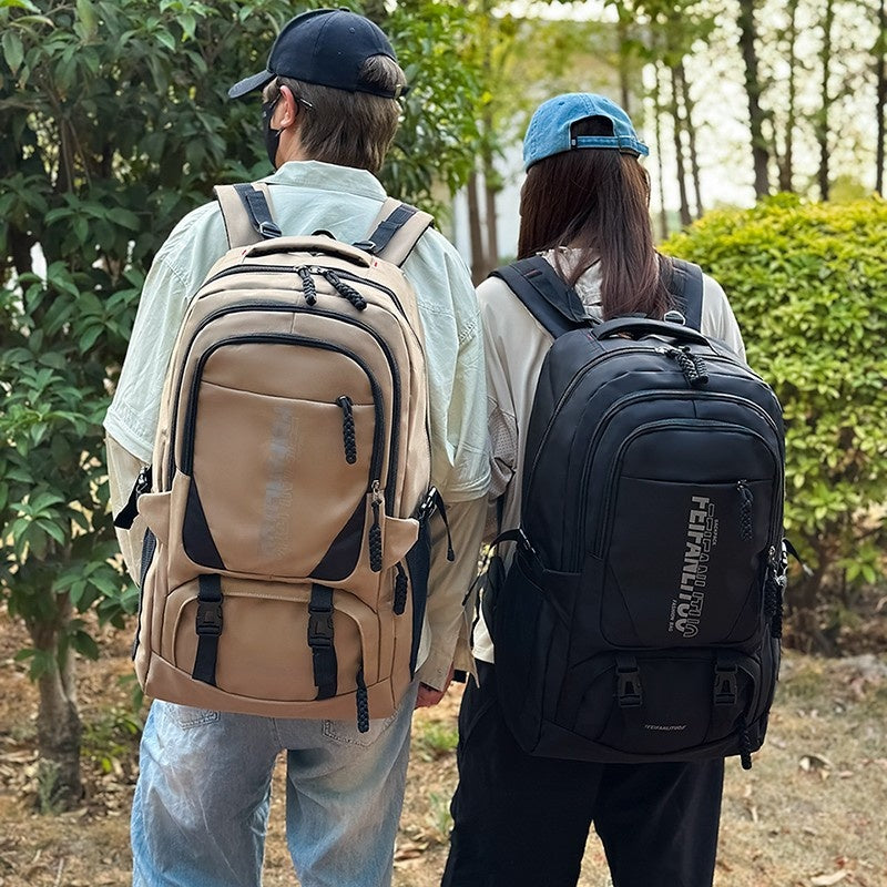 Stylish Large Capacity Backpack, Multifunctional Hiking Backpack, Color-Block Fashionable Travel Bag, Ergonomically Designed with Comfortable Breathability, Multiple Pockets and Compartments, Includes Independent Shoe Compartment, Durable for Camping and
