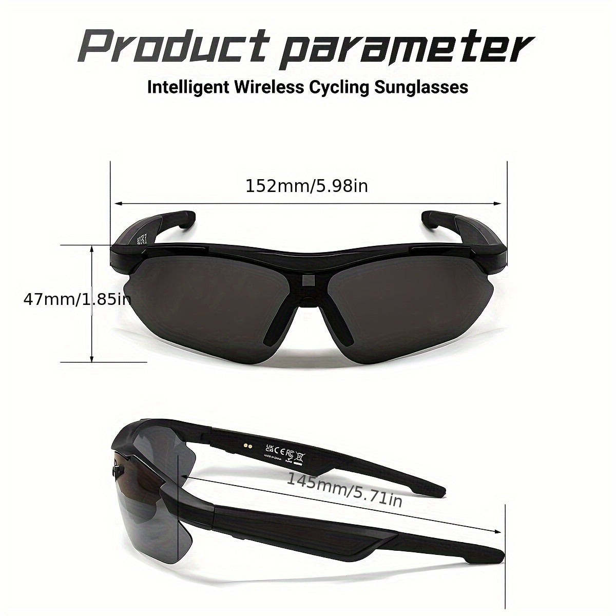 Highway smart glasses, featuring features such as calls, music listening, and AI translation. Equipped with a 110mAh battery and magnetic fast charging, they offer all-round protection and are fully compatible for road vehicles, travel, and more - essent