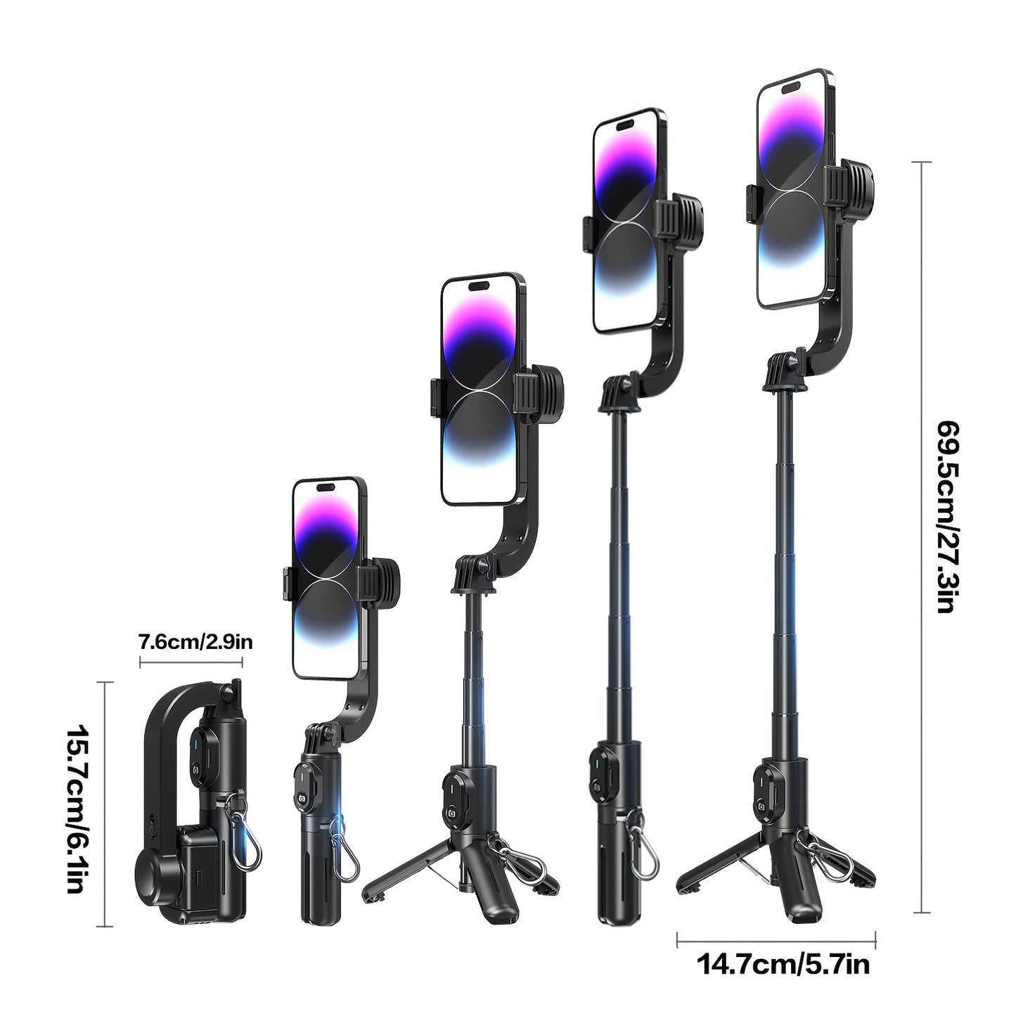 Desiontal Q30 Single-Axis Handheld Gimbal Stabilizer, Outdoor Vlog Creative Video Stand, Travel Telescopic Portable Selfie Stick, Inception-Style Horizontal and Vertical One-Key Switch, Live Streaming Anti-Shake Mount, Suitable for Android & Apple Smartp