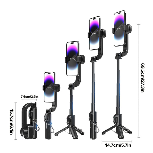 Desiontal Q30 Single-Axis Handheld Gimbal Stabilizer, Outdoor Vlog Creative Video Stand, Travel Telescopic Portable Selfie Stick, Inception-Style Horizontal and Vertical One-Key Switch, Live Streaming Anti-Shake Mount, Suitable for Android & Apple Smartp