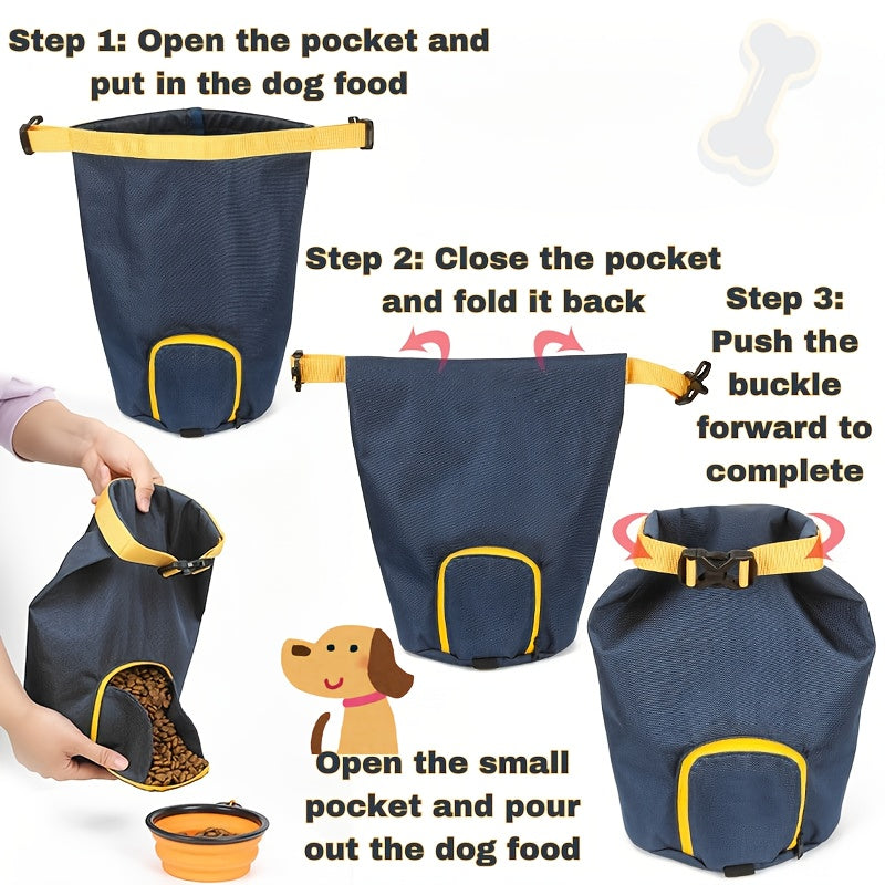 Foldable Dog Food Travel Container - Durable Fabric Pet Snack Bag with Multiple Compartments, Ideal for Camping, RV Trips, Hiking, Easy to Clean, Holds Up to 2.27 KG, Pet Food Storage | Stylish Pet Bag | Portable Design