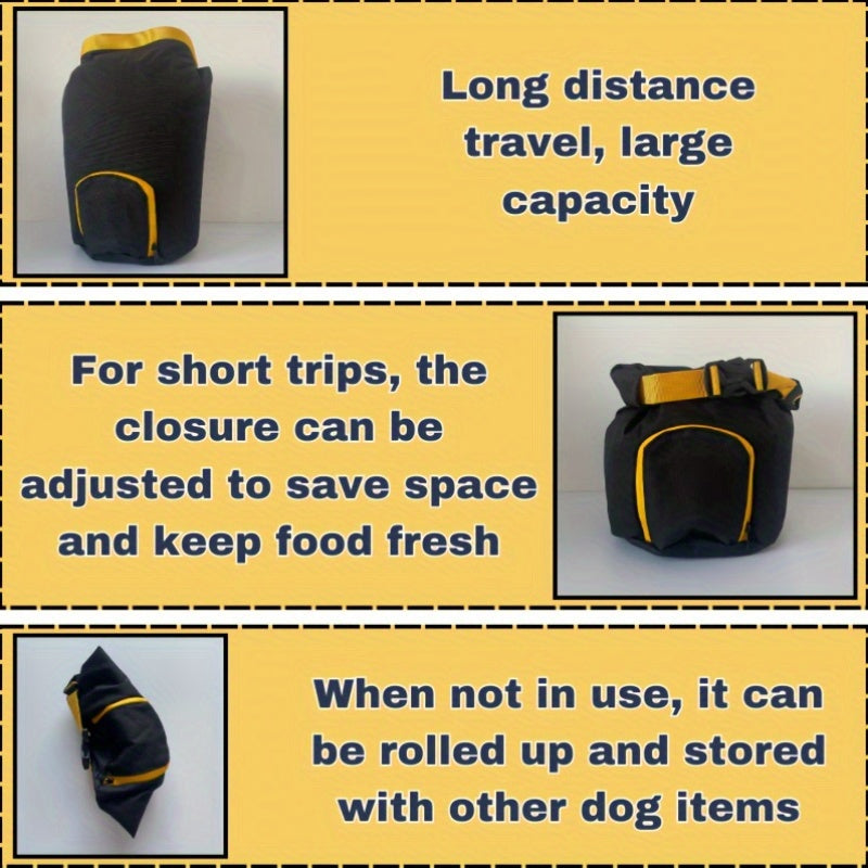 Foldable Dog Food Travel Container - Durable Fabric Pet Snack Bag with Multiple Compartments, Ideal for Camping, RV Trips, Hiking, Easy to Clean, Holds Up to 2.27 KG, Pet Food Storage | Stylish Pet Bag | Portable Design