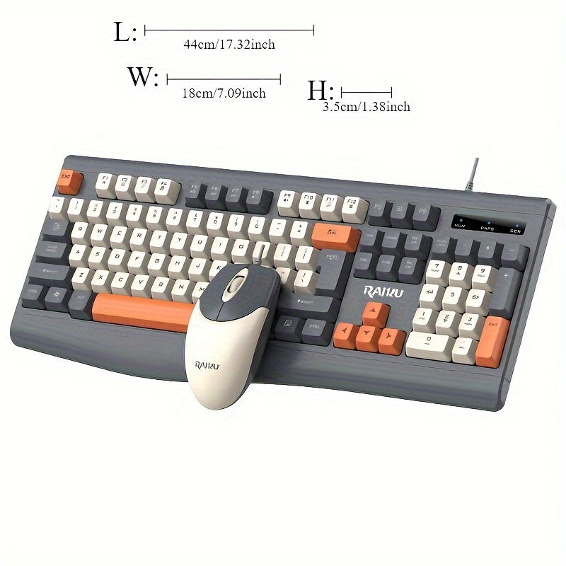 RAIJU Ergonomic Wired Keyboard and Mouse Combo with Optical Movement Detection, PC Compatible, Gaming Accessory Set, Non-Wireless, No Battery Required