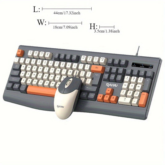 RAIJU Ergonomic Wired Keyboard and Mouse Combo with Optical Movement Detection, PC Compatible, Gaming Accessory Set, Non-Wireless, No Battery Required
