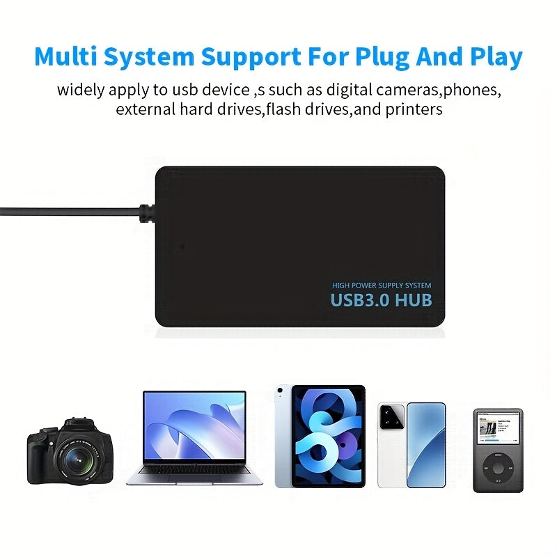 4-Port USB 3.0 Hub, USB Splitter, Ultra-Thin Mini Multi-Port Extension Cable, Compatible with PC, Macbook, PS4, PS5, Xbox, Keyboard, Mac, Laptop, Printer, Mouse [USB Adapter, USB Extension Cable]