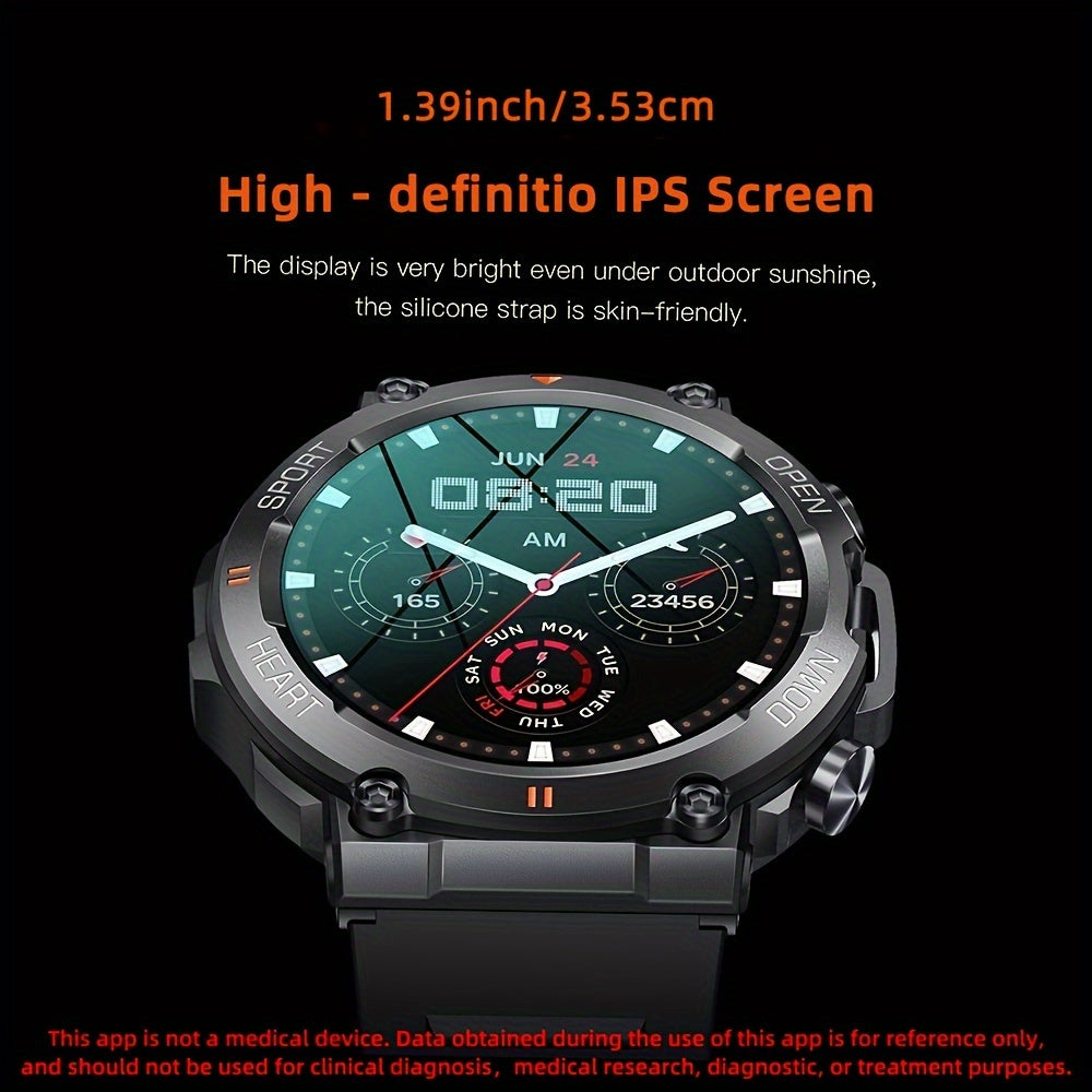 SENBONO Men'S Smart Watch Round 3.53cm Big Screen DIY Dial Wireless Dial Answer Call Watch Activity Fitness Watch 400mAh Outdoor Sports Smartwatch Men Women for IPhone Android,Gift for Men