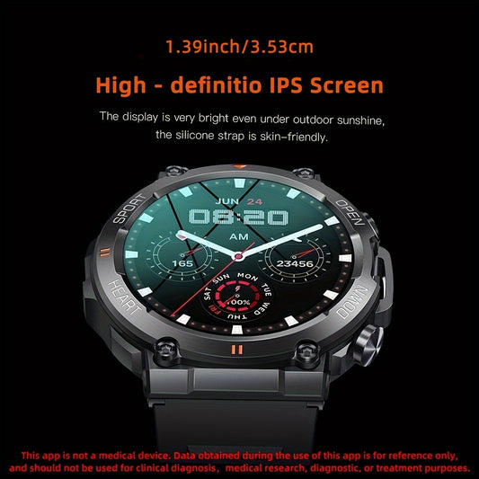 SENBONO Men'S Smart Watch Round 3.53cm Big Screen DIY Dial Wireless Dial Answer Call Watch Activity Fitness Watch 400mAh Outdoor Sports Smartwatch Men Women for IPhone Android,Gift for Men