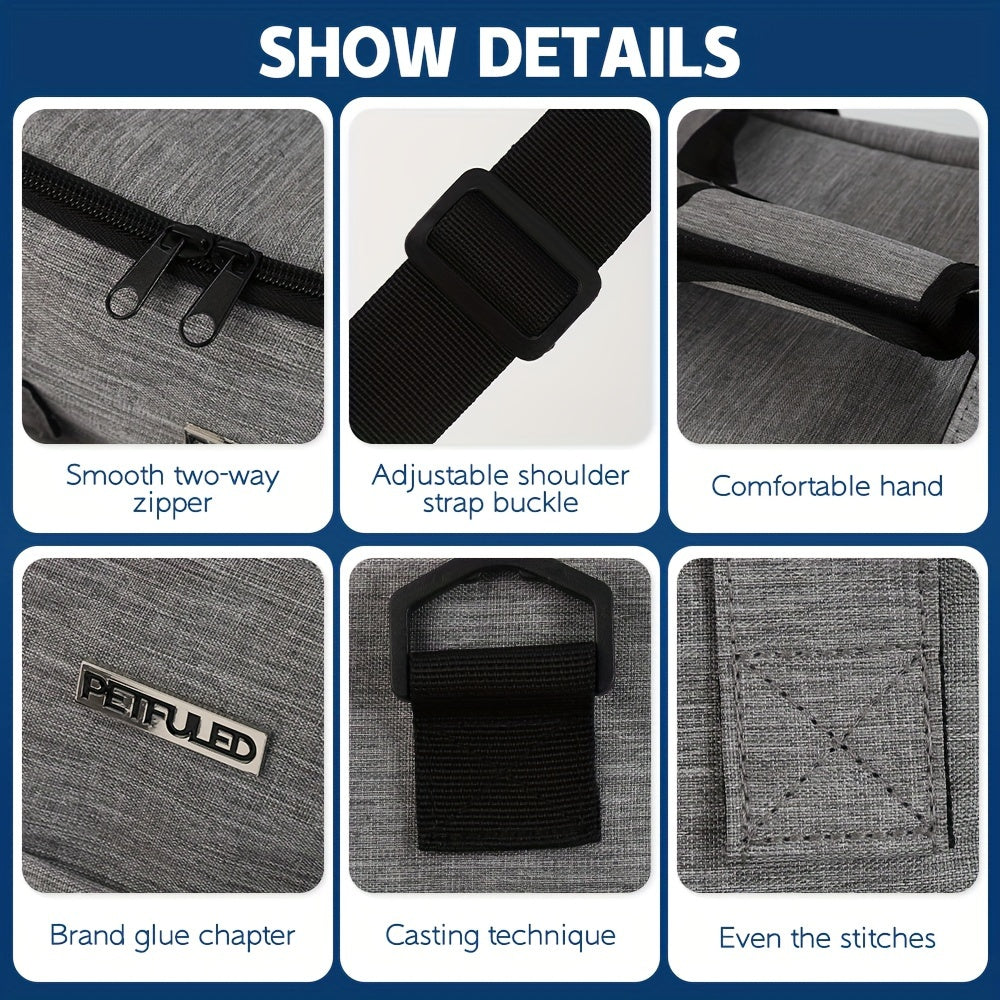 Dog Supplies Travel Bag, Dog and Cat Weekend Pet Travel Set, Airline Approved Carry-On Storage Pouch with Multi-Pocket 2 Food Containers and 2 Foldable Silicone Bowls Gray