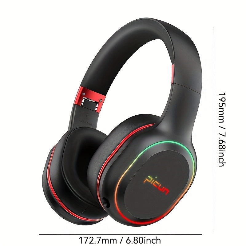Picun Pro Wireless Gaming Headset - Ultra-Low 45ms Latency, 80Hrs Playtime, 3D Immersive Sound with Haptic Feedback, Noise-Canceling Mic, Multi-Platform Compatibility (PC/PS5/Xbox/Tablets), Fast Charging, Lightweight 250g Design, 3.5mm Headphone Jack, Ga