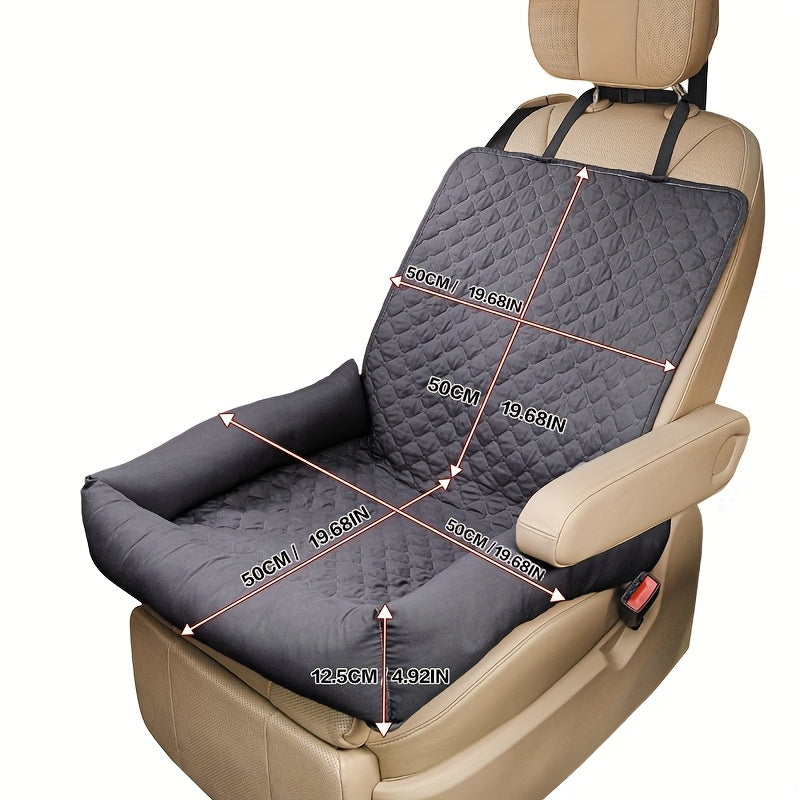 1pc Car Pet Bed Cushion for Traveling Dogs - Dual-Purpose Dog Seat Protector & Cozy Brown -Like Design with Ventilation Holes, Secure Straps & Adjustable Buckle for Safe Rides, Dog Travel Carrier, Vehicle Interior Accessory, Sturdy Construction