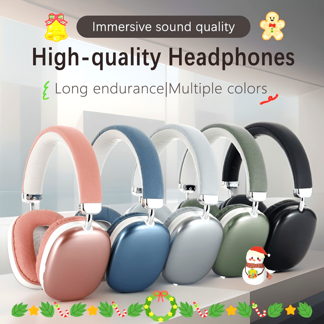 Upgraded wireless earphones, wireless earphones with good sound quality, flat fold earphones with built-in microphone, compatible with 3.5mm/0.14in audio cable, 40 hours ultra-long battery life, Christmas gift