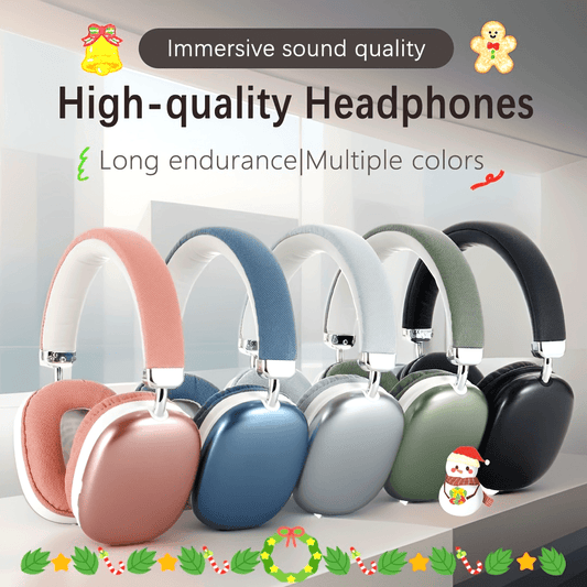 Upgraded wireless earphones, wireless earphones with good sound quality, flat fold earphones with built-in microphone, compatible with 3.5mm/0.14in audio cable, 40 hours ultra-long battery life, Christmas gift