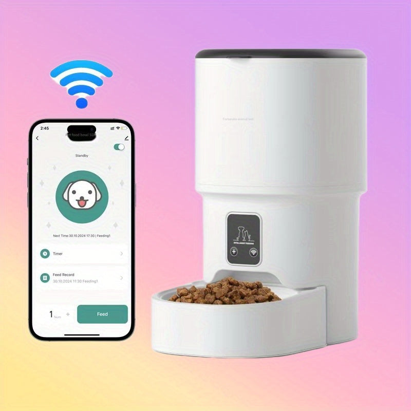 Smart Automatic Cat Feeder with WiFi Control - 4L Large Capacity, Moisture-Proof Design, Remote Feeding App, Easy Disassembly for Cleaning, Ideal for Cats and Dogs, Pet Feeding Station | Modern Pet Feeder | Durable ABS Construction, Cat Feeder, Without B