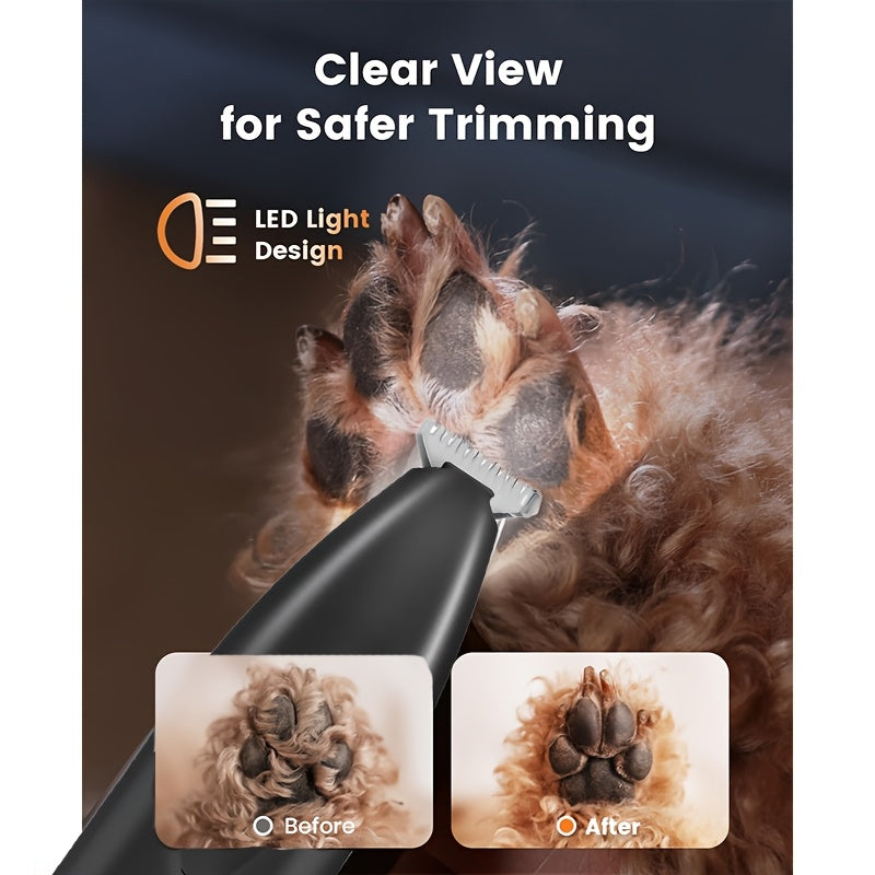 1pc Pet Grooming Scissors, Dog Grooming Set with Low Noise Dog and Cat Hair Clipper, Battery/USB Powered LED Light Multi-Part Trimming for Paws, Eyes, Ears, Face and Sensitive Areas Cordless Pet Hair Trimmer Professional Pet Trimmer