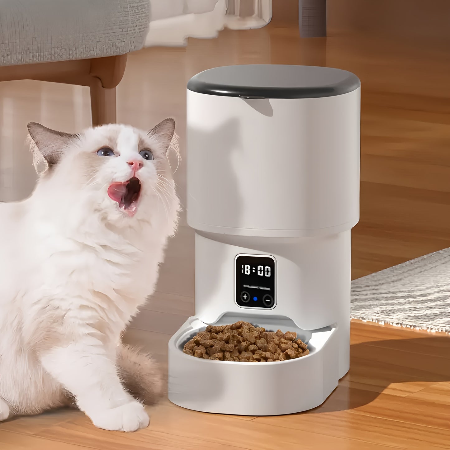 Smart Automatic Cat Feeder with WiFi Control - 4L Large Capacity, Moisture-Proof Design, Remote Feeding App, Easy Disassembly for Cleaning, Ideal for Cats and Dogs, Pet Feeding Station | Modern Pet Feeder | Durable ABS Construction, Cat Feeder, Without B