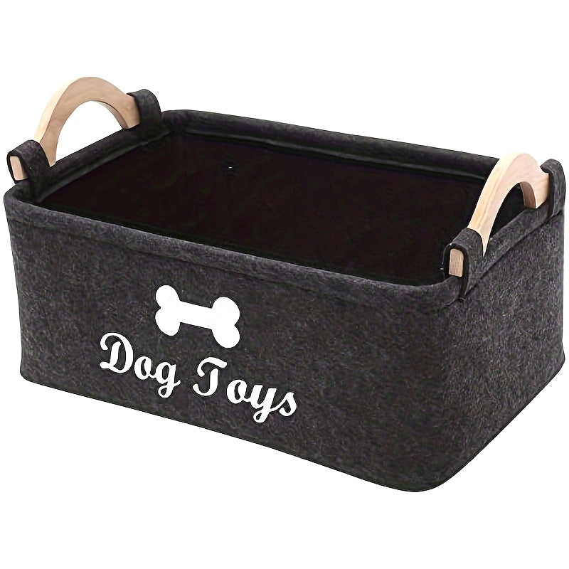 FeltPaws Spacious Pet Storage Basket - Foldable & Versatile Organizer with Sturdy Handles for Dog Toys, Clothes & Grooming Supplies - Easy-Clean Design for a Tidy Home, Premium, Clutter-Free