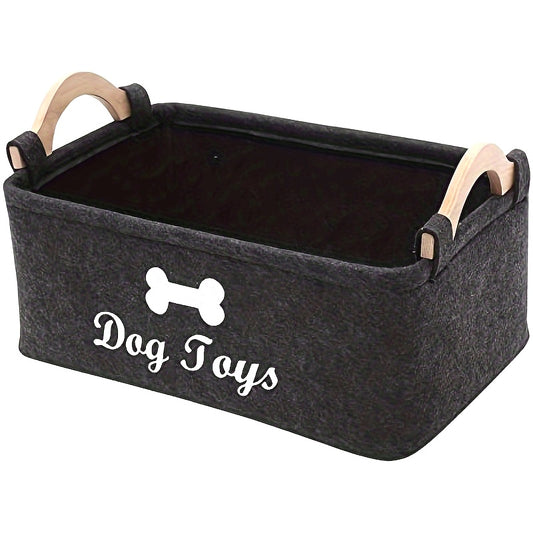 FeltPaws Spacious Pet Storage Basket - Foldable & Versatile Organizer with Sturdy Handles for Dog Toys, Clothes & Grooming Supplies - Easy-Clean Design for a Tidy Home, Premium, Clutter-Free